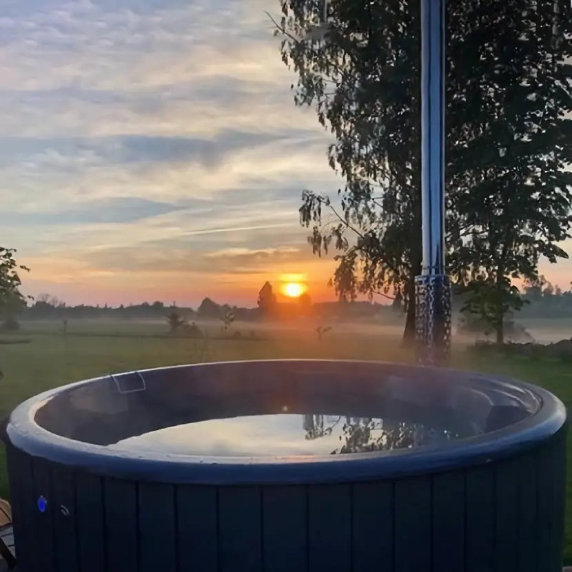 SaunaLife S4 Wood-Fired Hot Tub - Natural Wood Color - Fully Assembled - Fit up to 6 people