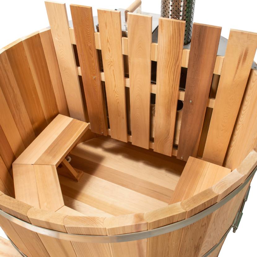 
            Original Cedar Wood Hot Tub Kit - for 3-5 People - Wood Fired - Round-Shape