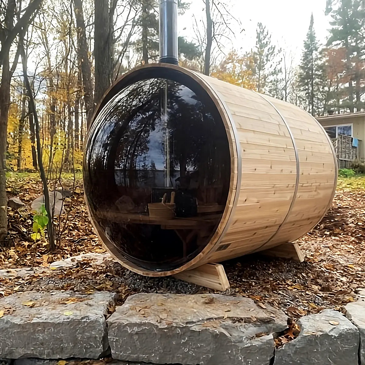 Knotty Cedar Panoramic Outdoor Sauna