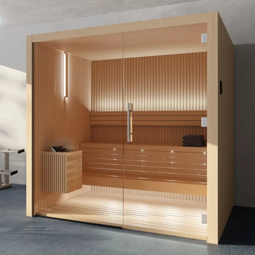 Libera Glass Indoor Sauna by Auroom