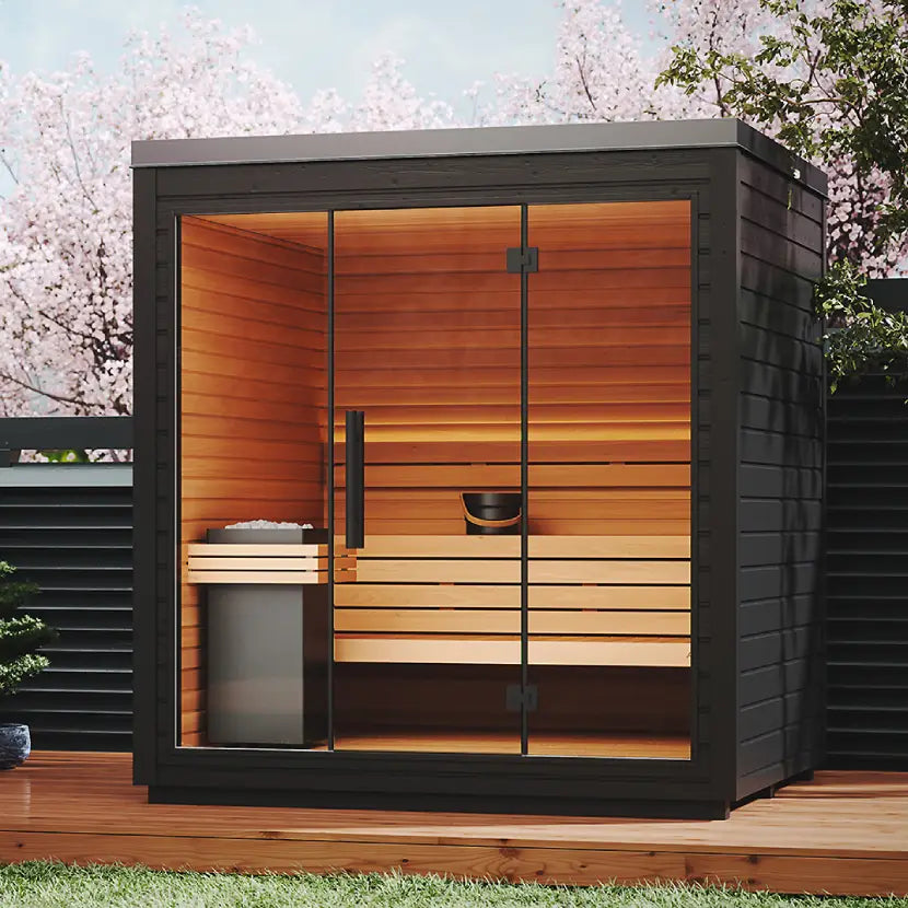 Mira L Outdoor Cabin by Auroom - Black Thermo-Spruce