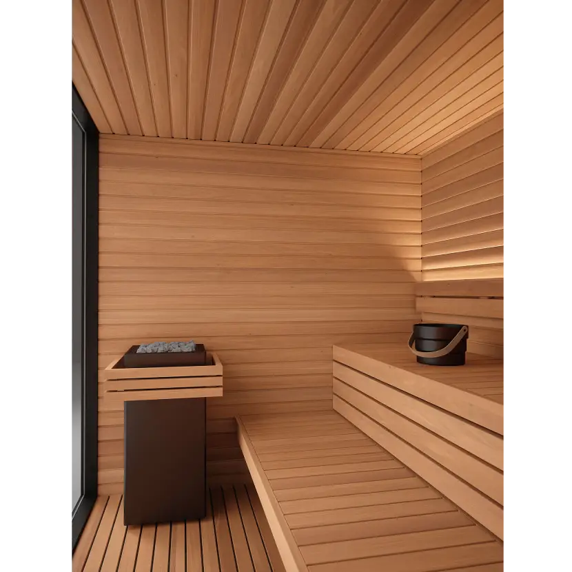 Mira L Outdoor Cabin by Auroom - Black Thermo-Spruce - Divine Saunas