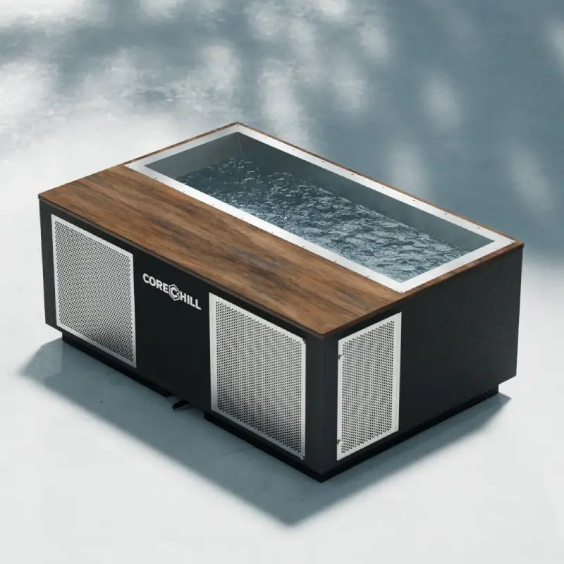 C3 Elite Luxury Cold Plunge Tub with 66&quot;-72&quot; Tub by Blue Cube - with River Mode - Wood Deck + Line-X