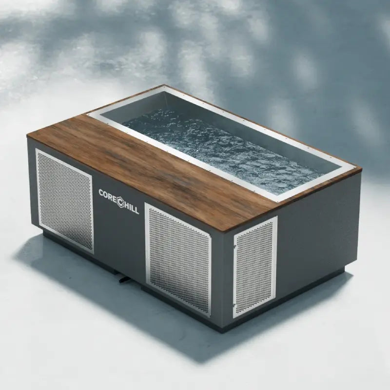 C3 Elite Luxury Cold Plunge Tub with 66&quot;-72&quot; Tub by Blue Cube - with River Mode - Wood Deck + Line-X