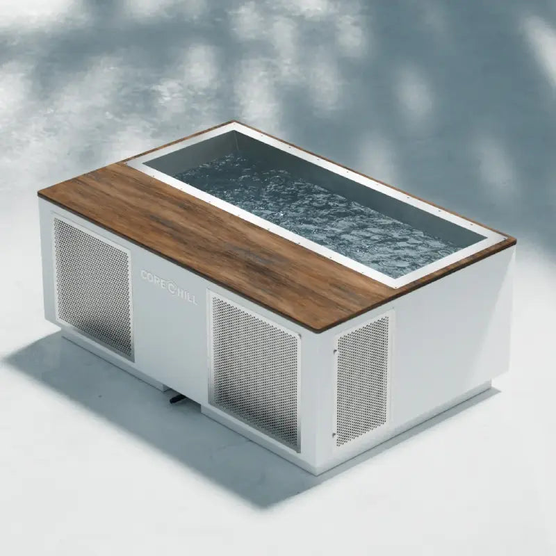 C3 Elite Luxury Cold Plunge Tub with 66&quot;-72&quot; Tub by Blue Cube - with River Mode - Wood Deck + Line-X