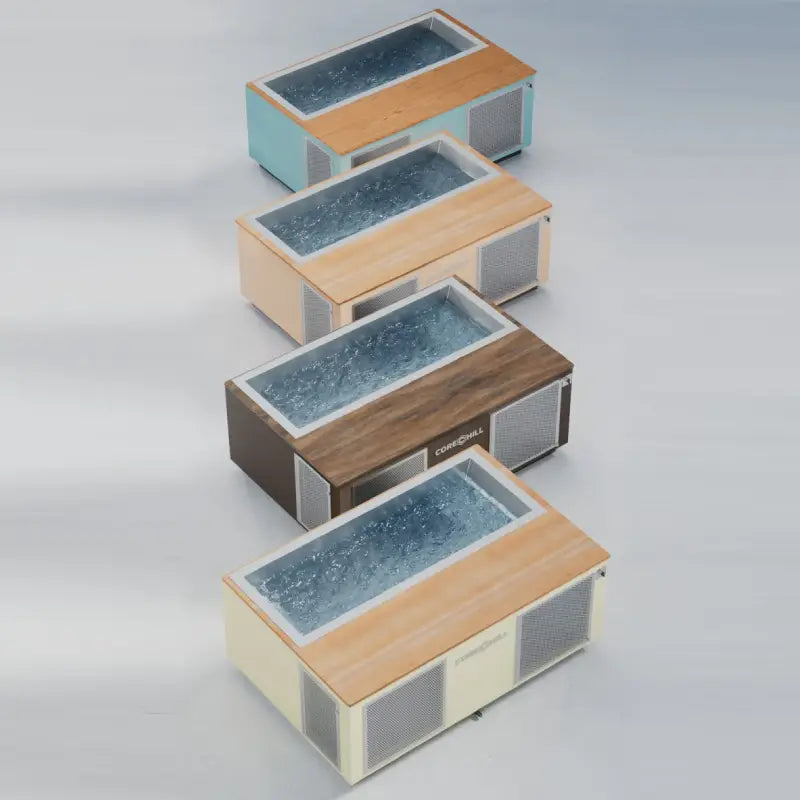 C3 Elite Luxury Cold Plunge Tub with 66&quot;-72&quot; Tub by Blue Cube - with River Mode - Wood Deck + Line-X