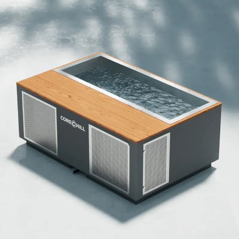 C3 Elite Luxury Cold Plunge Tub with 66&quot;-72&quot; Tub by Blue Cube - with River Mode - Wood Deck + Line-X