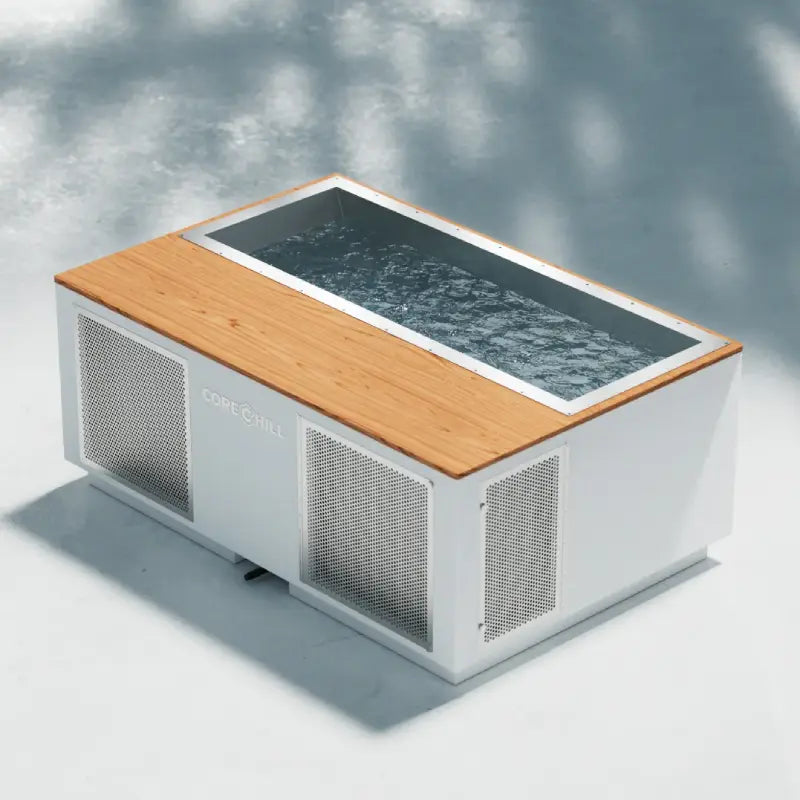 C3 Elite Luxury Cold Plunge Tub with 66&quot;-72&quot; Tub by Blue Cube - with River Mode - Wood Deck + Line-X