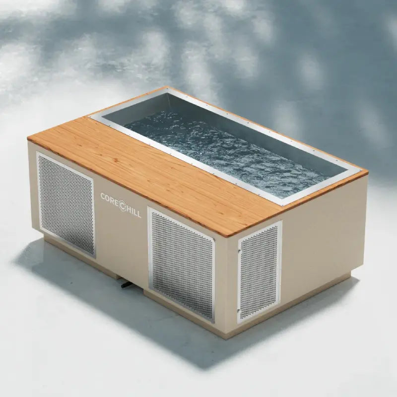 C3 Elite Luxury Cold Plunge Tub with 66&quot;-72&quot; Tub by Blue Cube - with River Mode - Wood Deck + Line-X