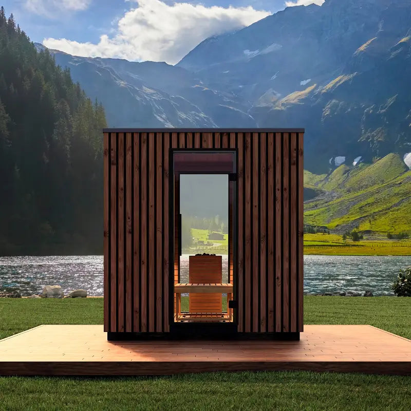 Garda Outdoor Cabin Sauna by Auroom - Choice of Thermo-Pine Finish