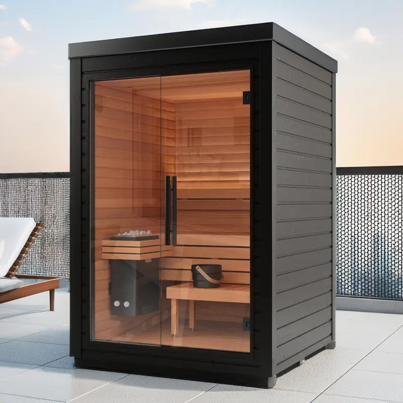 
            Mira S Outdoor Cabin Sauna by Auroom - Choice of Thermo-Spruce Finish