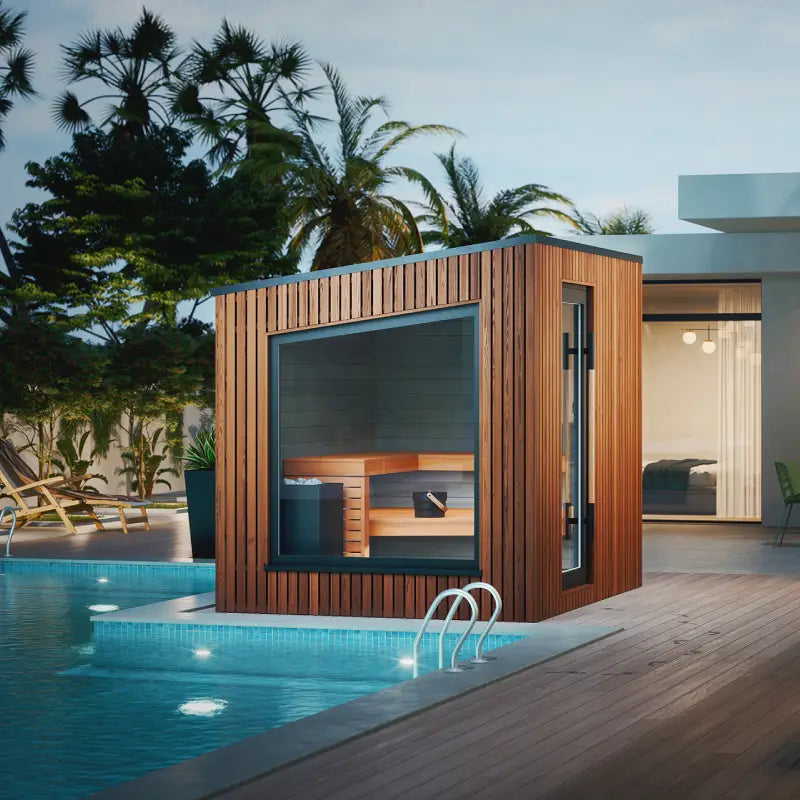 Terra Small Outdoor Sauna by Auroom - Choice of Thermo-Pine Finish