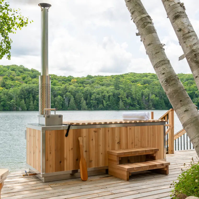 The Cascade Hot Tub Kit up to people Wood Fired Divine Saunas