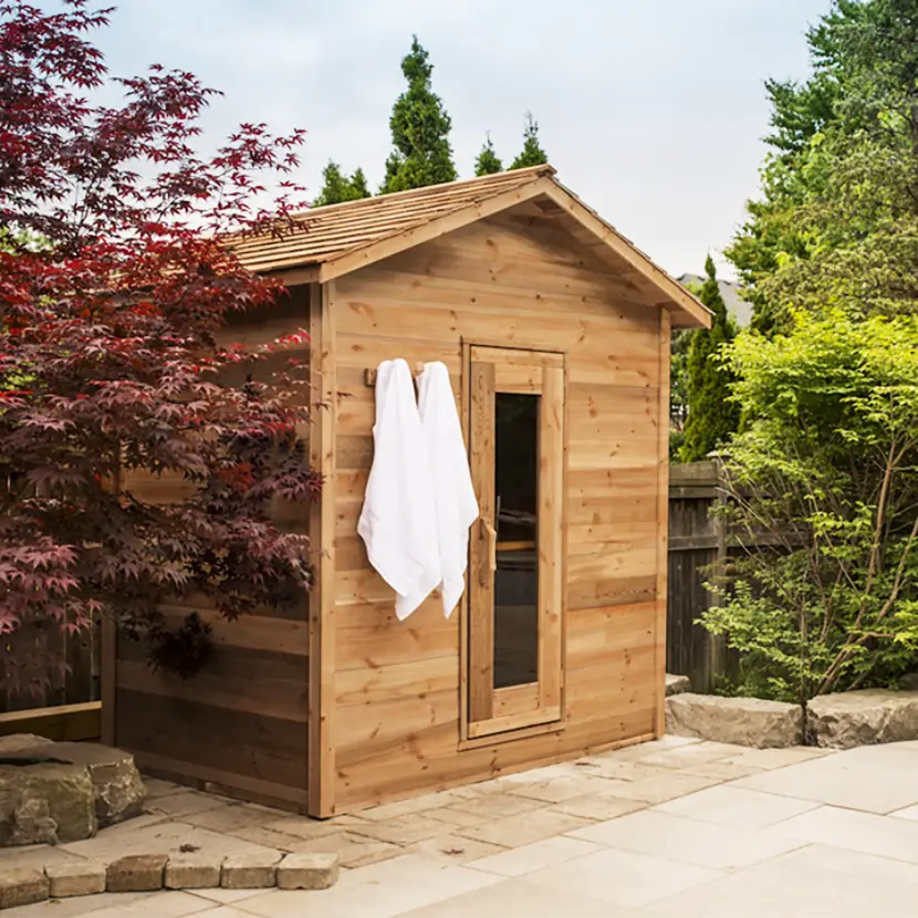 Knotty Cedar Cabin Outdoor Sauna