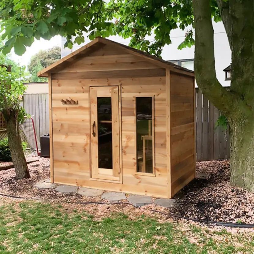 Knotty Cedar Cabin Outdoor Sauna