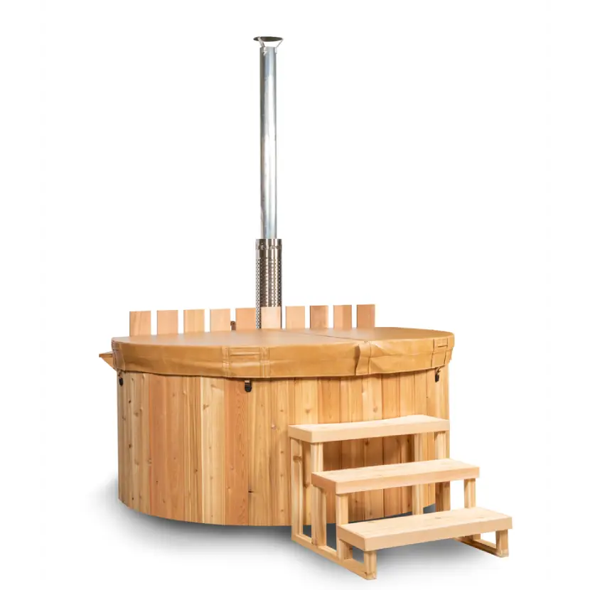 The Evolution Cedar Wood Hot Tub Kit - for 3-5 People - Wood Fired - Round-Shape