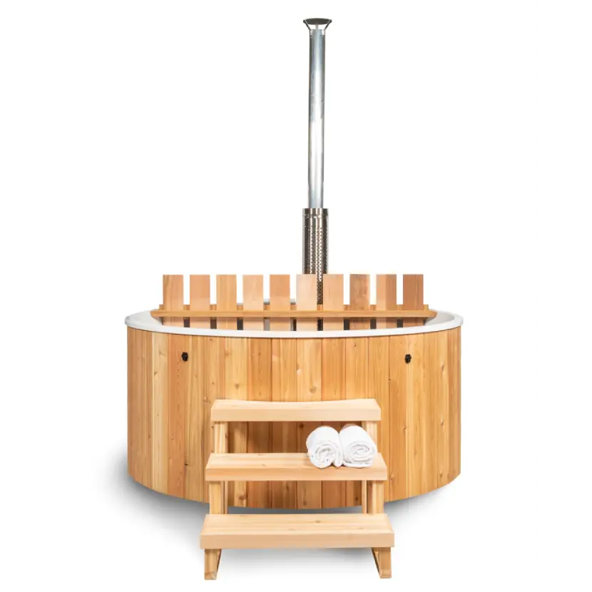 The Evolution Cedar Wood Hot Tub Kit - for 3-5 People - Wood Fired - Round-Shape
