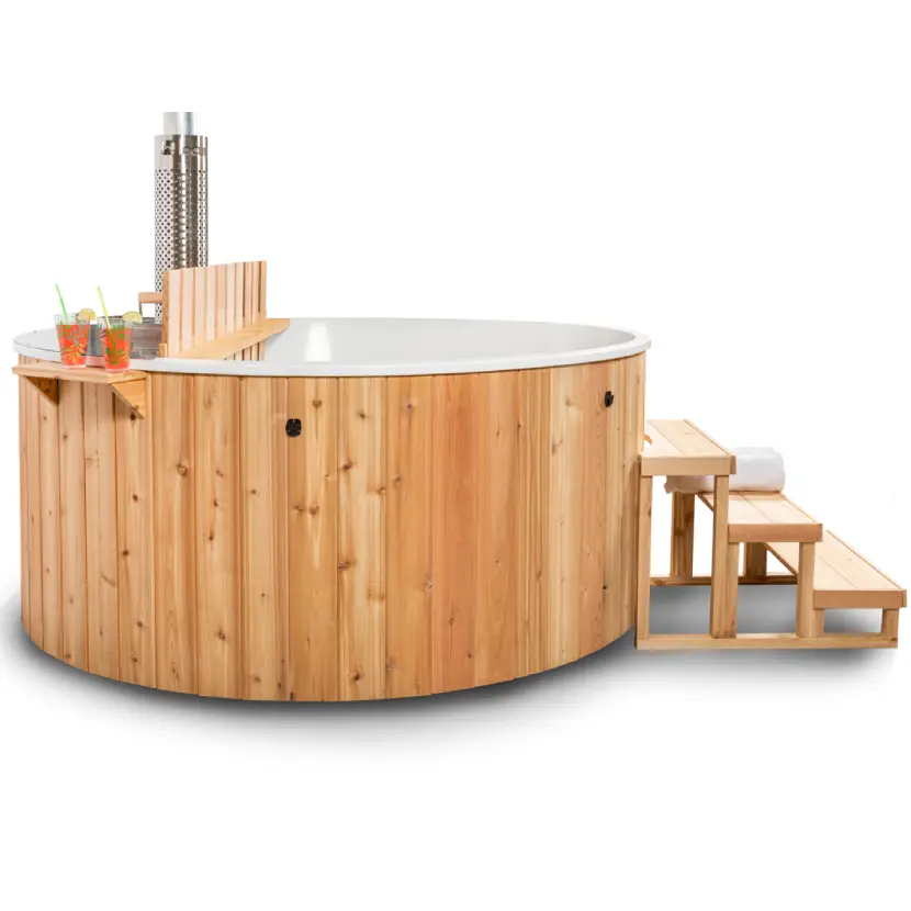 The Evolution Cedar Wood Hot Tub Kit - for 3-5 People - Wood Fired - Round-Shape