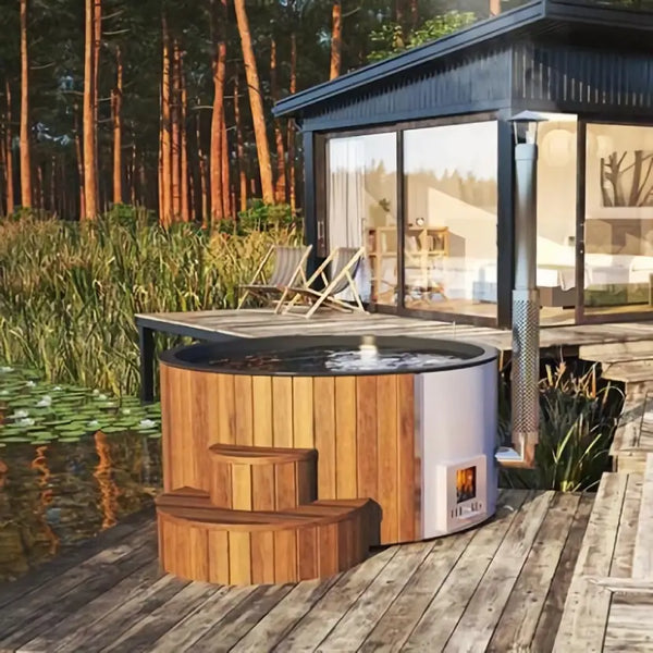 SaunaLife S4 Wood-Fired Hot Tub - Natural Wood Color - Fully Assembled -  Divine Saunas