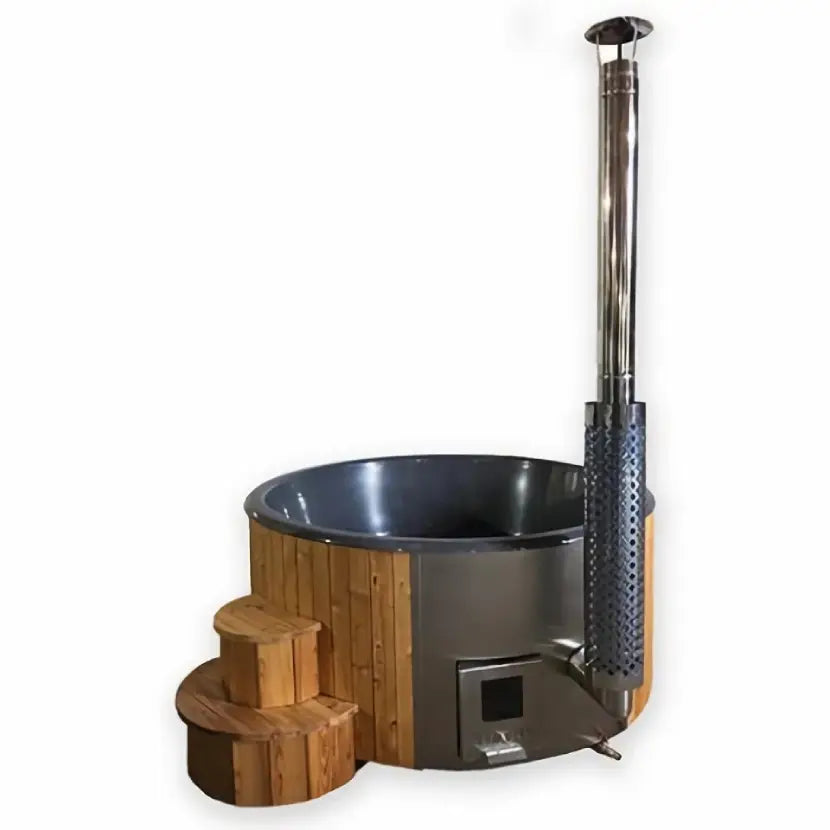 SaunaLife S4 Wood-Fired Hot Tub - Natural Wood Color - Fully Assembled - Fit up to 6 people