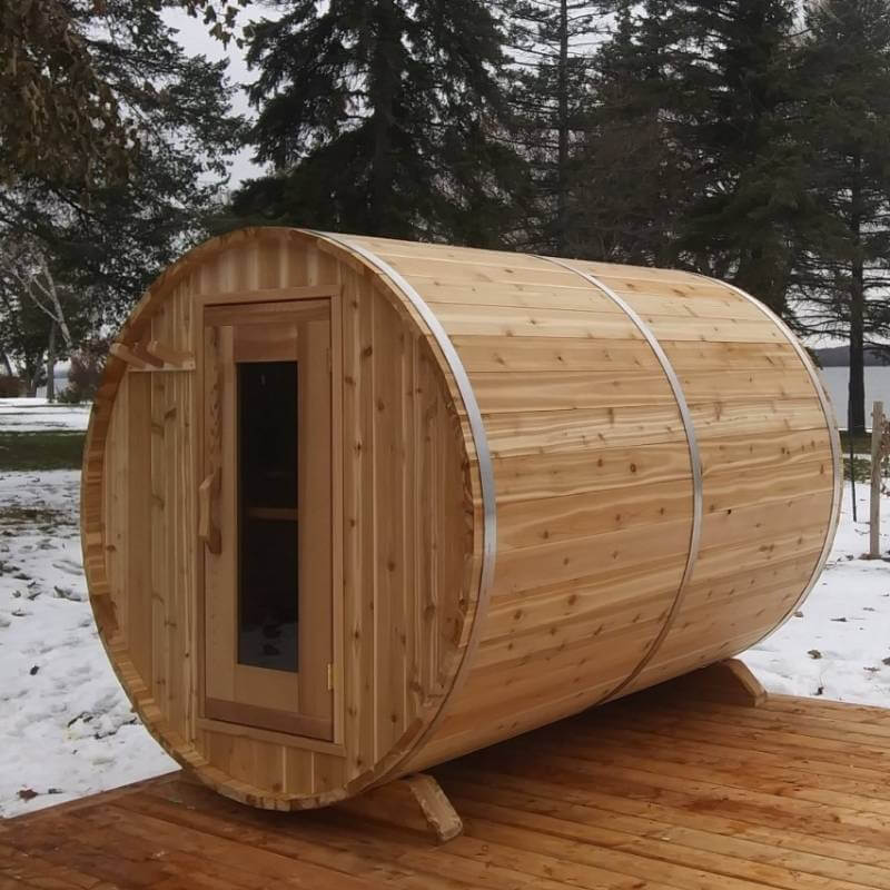 Knotty Cedar Outdoor Barrel Sauna