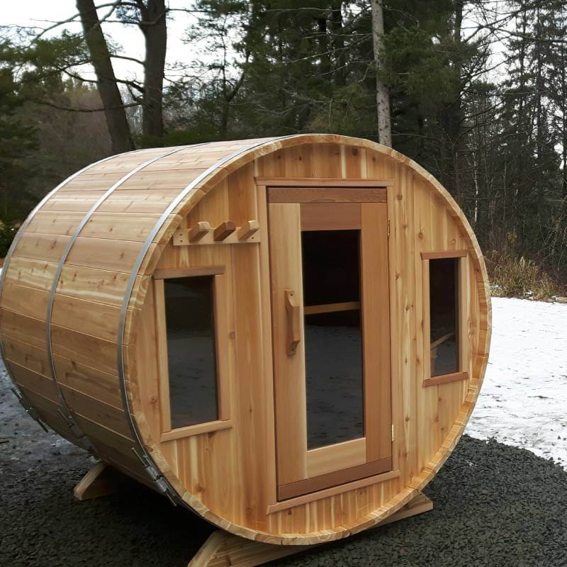Knotty Cedar Outdoor Barrel Sauna