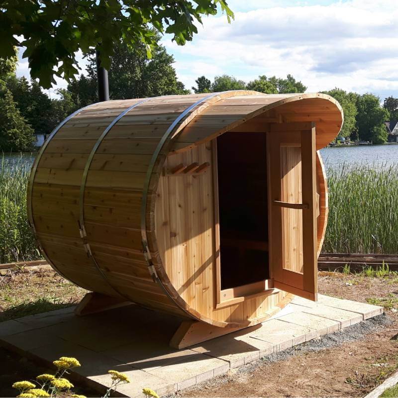 Knotty Cedar Outdoor Barrel Sauna