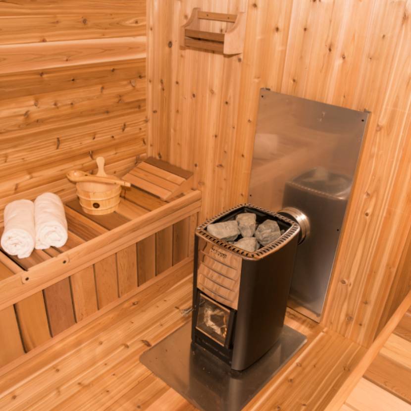 Knotty Cedar Luna Outdoor Sauna