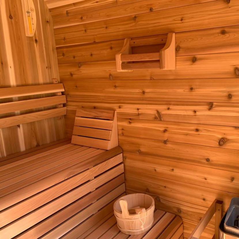 Knotty Cedar Luna Outdoor Sauna