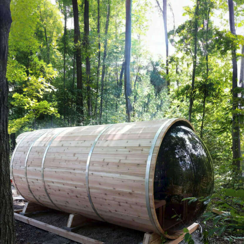 Knotty Cedar Panoramic Outdoor Sauna