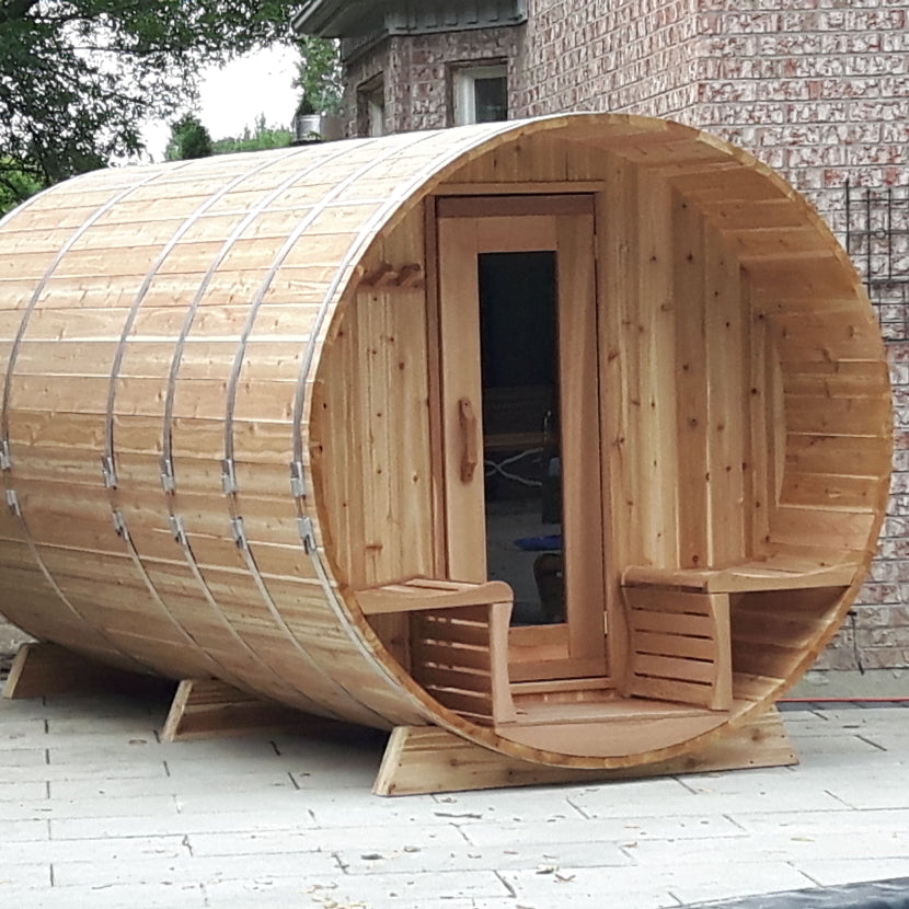 Knotty Cedar Panoramic Outdoor Sauna