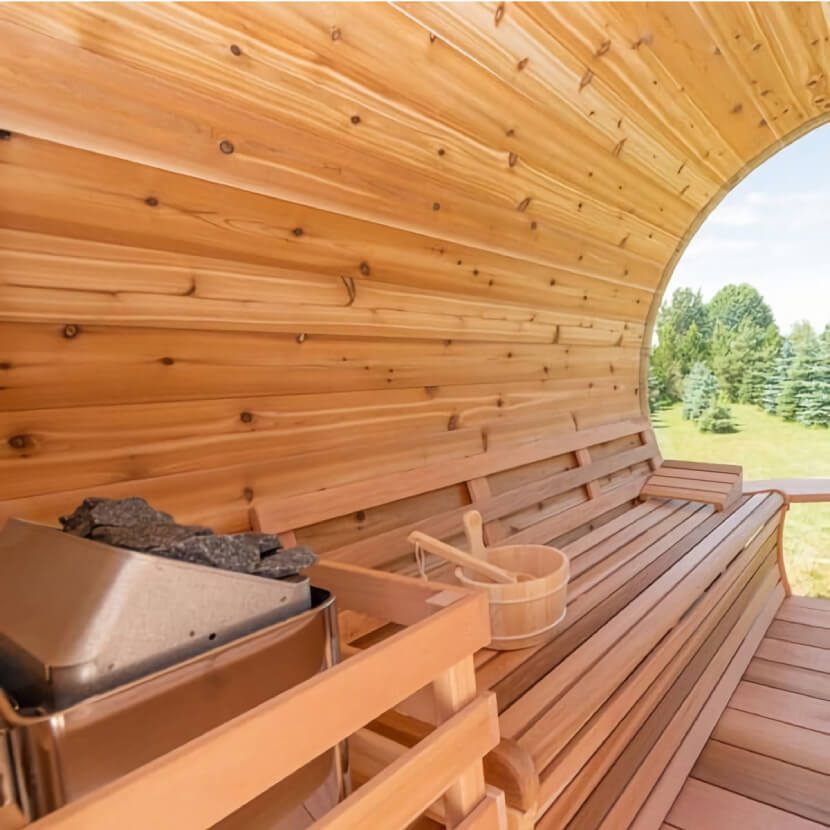 Knotty Cedar Panoramic Outdoor Sauna