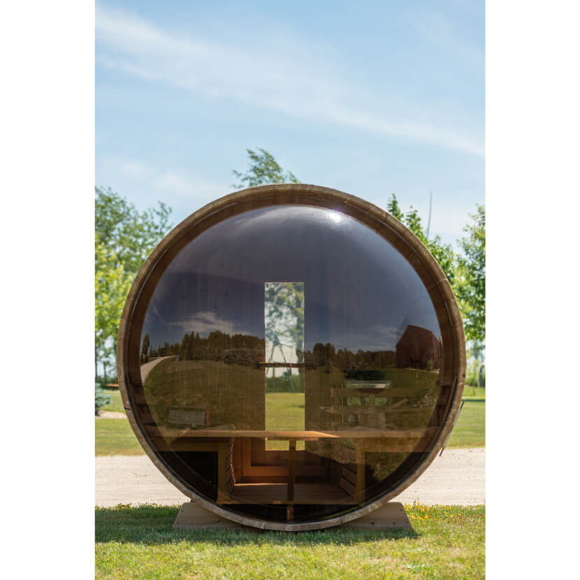 Knotty Cedar Panoramic Outdoor Sauna